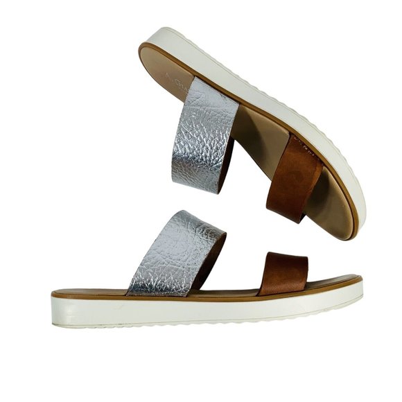 A Giannetti Bohemian Flat Slide Sandal Sz 8 Leather Double Strap Summer Italy - Picture 5 of 12